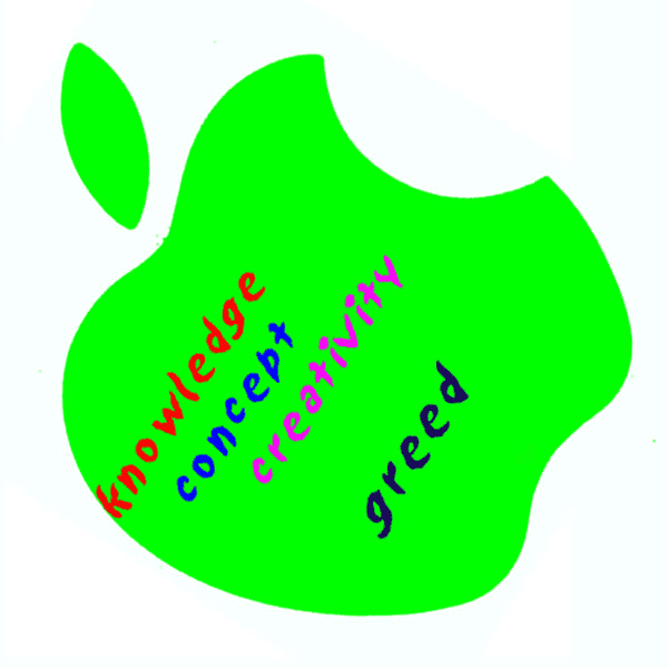 Apple with words: knowledge, concept, creativity, greed